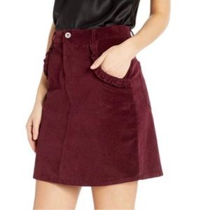 CeCe Burgundy Corduroy Above the Knee Skirt